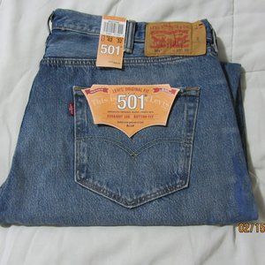 Levi's Original Fit Jeans 501 Button Fly 42X32 Blue